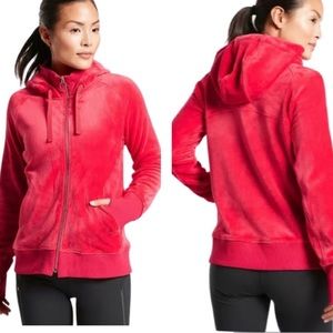 Athleta Triumph Zippered Hoodie Hibiscus Red sz M